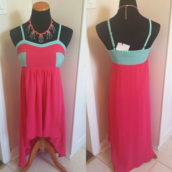 Candie's Dresses & Skirts - NWT Colorblock sweetheart high low chiffon maxi